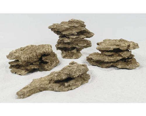 ORBIT Decoratiesteen Canba zandsteen 12 x 6 cm Vier stuks aquariumdecoratie van steen