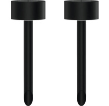Twee zwarte grondspieslampen