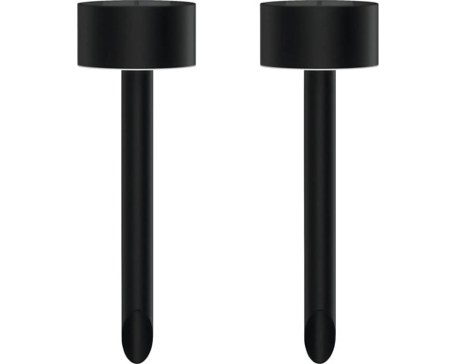 Twee zwarte grondspieslampen