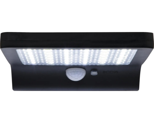Zwarte LED-zonne-verlichting met bewegingssensor voor buiten.
