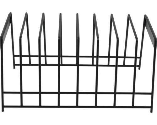 Zwarte metalen tijdschriftenhouder met zeven vakken