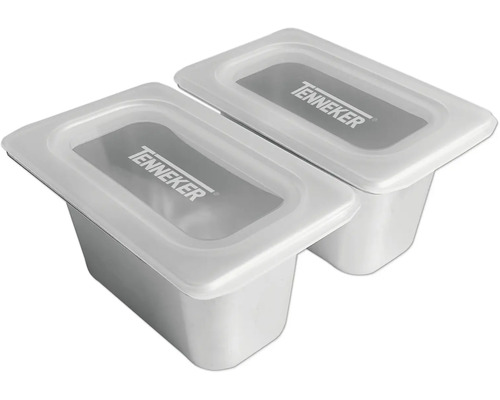 Twee Tenneker roestvrijstalen containers met deksel