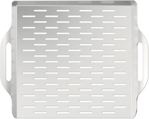 Vierkante grillpan van roestvrij staal met handgrepen en gaten