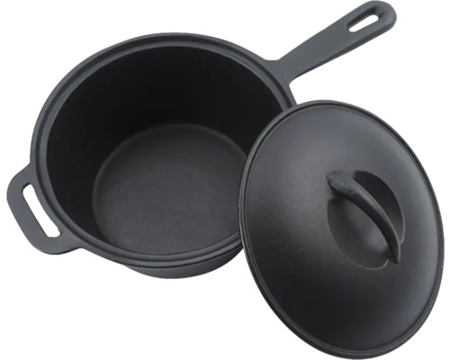 Zwarte gietijzeren braadpan met deksel
