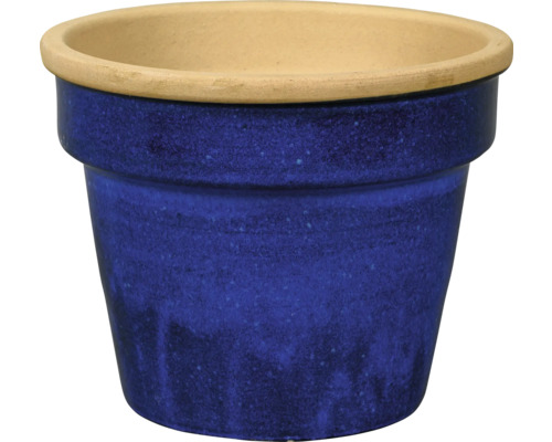 Blauwe bloempot van terracotta