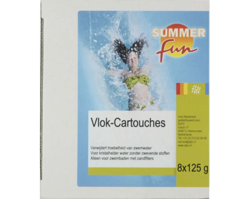 Summer Fun Vlokcartouches voor het verwijderen van troebelheid in zwembadwater, 8 maal 125 gram
