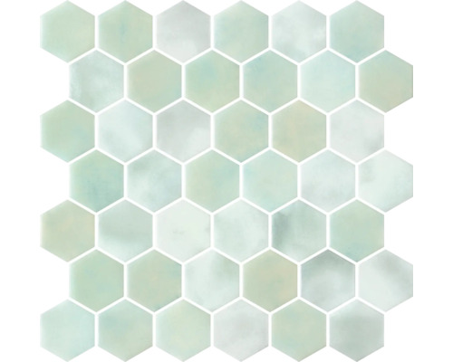 Zwembad mozaïektegel Danae hexagon wit 28,6x28,4 cm Zeshoekige tegels voor wand en vloer