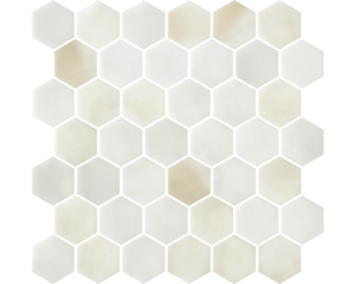 Zwembad mozaïektegel Gaia hexagon beige 28,6x28,4 cm Mozaïektegel met zeshoekige vorm van steen