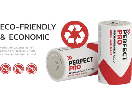 Perfect Pro accu, oplaadbaar, 8000 mAh, bevat geen schadelijke stoffen