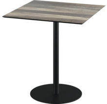 Vierkante statafel met tafelblad in houtlook en metalen kolom