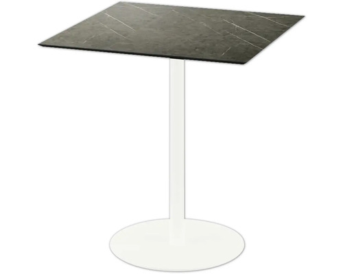 Vierkante statafel met stenen blad en witte voet