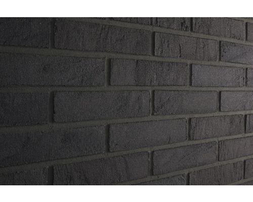 ELABRICK Steenstrip Bergen antraciet Close-up van een muur met donkere gevelstenen