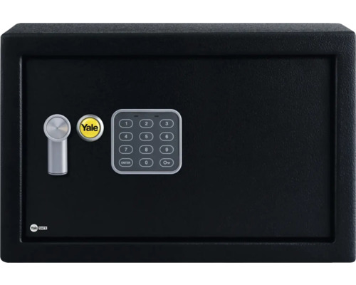 Zwarte kluis met digitaal cijferslot en Yale logo