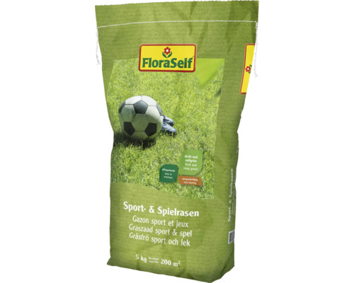 FLORASELF Graszaad sport- en spel 5 kg 200 m² FloraSelf sport- en speelgazon zaad in zak van 5 kg