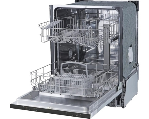 Open vaatwasser met twee afwasmanden