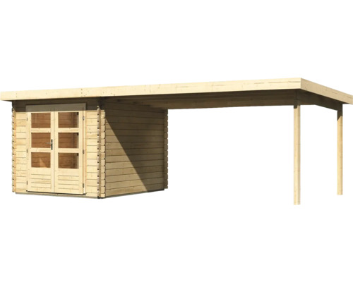 Houten tuinhuis met carport