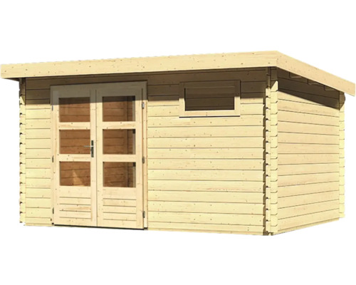 Houten tuinhuis met dubbele deur en raam