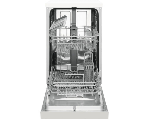 Binnenaanzicht van een vaatwasser met uitgetrokken rekken