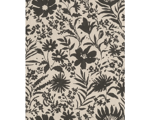 RASCH Vliesbehang 330434 Paraiso bloemen zwart Behang met bloemmotief
