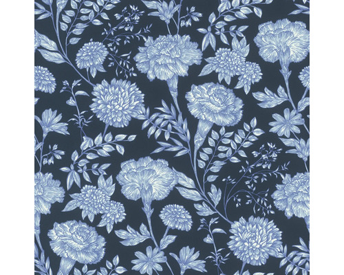 RASCH Vliesbehang 865004 Symphony bloemen blauw Behang met bloemmotief van anjers