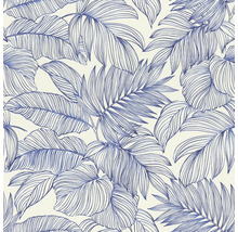 Behang met blauw bladerdessin
