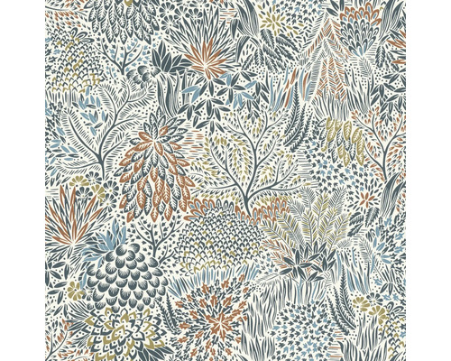RASCH Vliesbehang 866124 Symphony bladeren blauw Behang met bloemmotief en plantenafbeelding