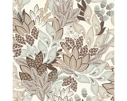 RASCH Vliesbehang 866223 Symphony bladeren beige Naadloos patroon met bladeren en bloemen voor decoratieve doeleinden