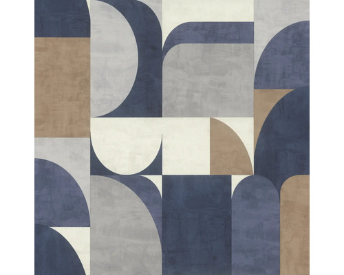 RASCH Vliesbehang 866544 Symphony geometrisch blauw Behang met geometrisch patroon van cirkels en vierkanten