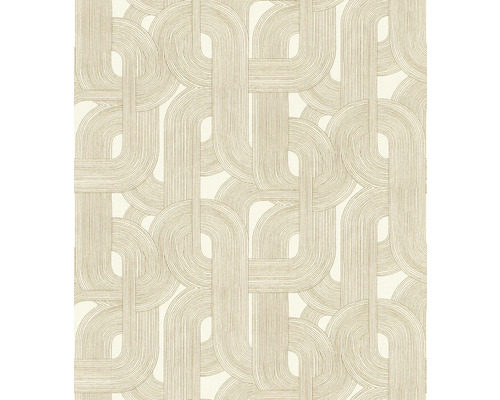 RASCH Vliesbehang 868111 Symphony abstract crème Behang met geometrisch patroon van overlappende, gebogen lijnen