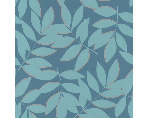 RASCH Vliesbehang 868418 Symphony bladeren blauw Blauw behangpatroon met bladerenmotieven