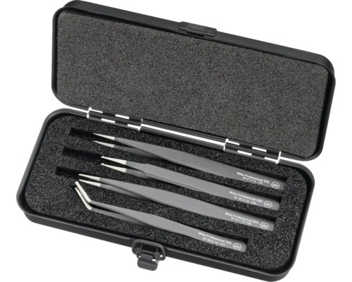 Wiha pincettenset in een opbergdoos met vier verschillende pincetten