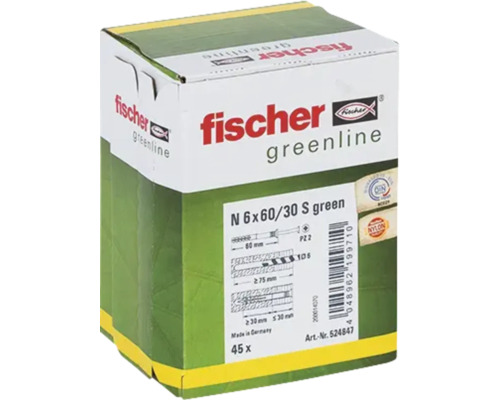 Verpakking Fischer Greenline pluggen 6 x 60/30 millimeter