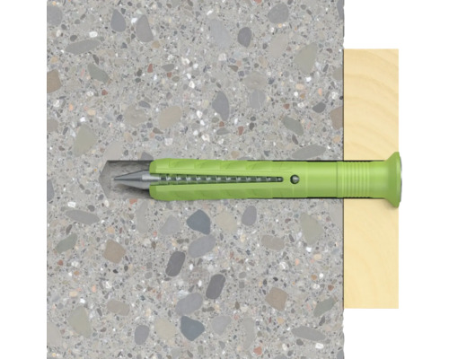 Bevestiging van een frame met een plug in beton