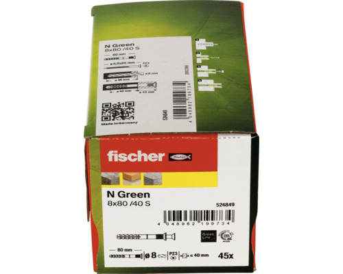 Fischer N Green pluggen verpakking 8x80/40 S