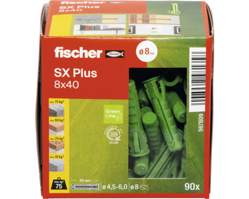 Fischer SX Plus pluggen 8x40, verpakking van 90 stuks