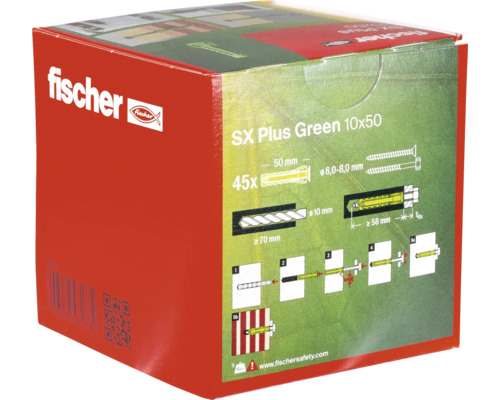Fischer SX Plus Green plug 10x50 in verpakking