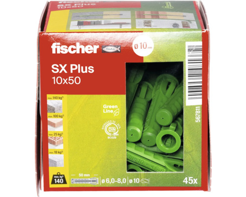 Fischer SX Plus pluggen 10x50, 45 stuks