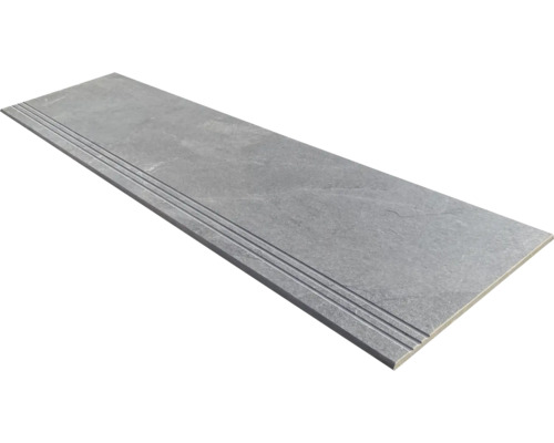 MIRAVA Traptegel NARVIK zilver 30 x 120 x 0,85 cm Grijze traptrede met geribbeld oppervlak