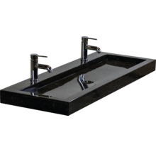 SANOX Wastafel natuursteen Lucca met 2 kraangaten 121x45,5 cm