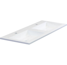 SANOX Wastafel kunststeen Thin met 2 kraangaten 120,5x45,5 cm