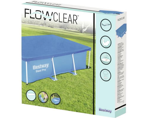 Verpakking van een Bestway Flowclear zwembad afdekking voor stalen frame zwembaden