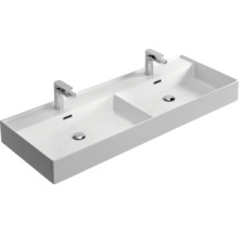 Dubbele wastafel met twee kranen