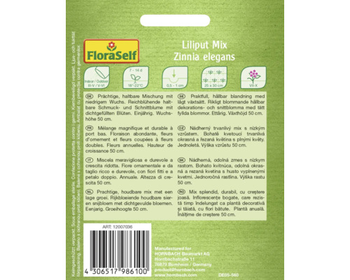 FloraSelf Liliput Mix Zinnia elegans zaadpakket