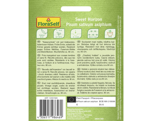 Zaadverpakking suikererwt soort Sweet Horizon