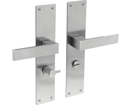 INTERSTEEL Deurkruk paar Amsterdam op schild met WC-/badkamersluiting WC63/8 RVS Metalen deurbeslag met deurkruk en draaiknop