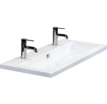 SANOX Wastafel keramiek S-Line met 2 kraangaten 101x41 cm