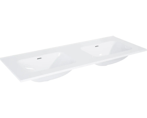 Witte dubbele wastafel voor de badkamer