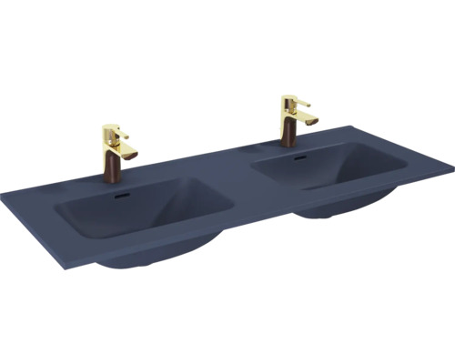 Dubbele wastafel met twee kranen voor de badkamer