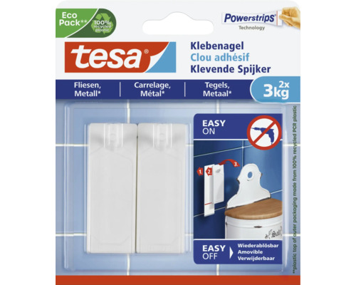 TESA Powerstrips klevende spijker voor tegels & metaal 3 kg 2 stuks