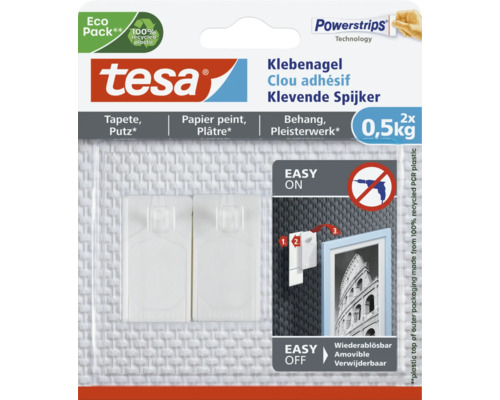 TESA Powerstrips klevende spijker voor behang & pleisterwerk 0,5 kg 2 stuks